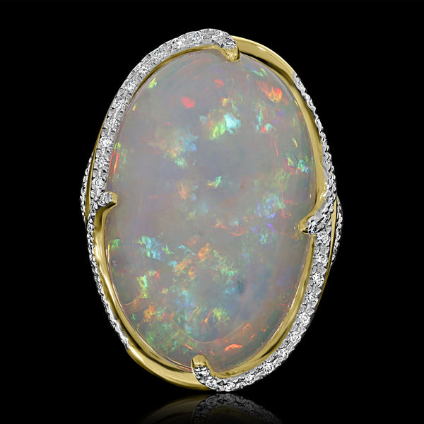 14.04ct Opal Ring with 0.25tct Diamonds set in 14K Yellow Gold