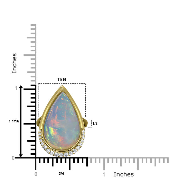 13.89ct Opal Ring with 0.25tct Diamonds set in 14K Yellow Gold