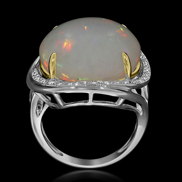 15.14ct Opal Ring with 0.13tct Diamonds set in 14K Two Tone Gold