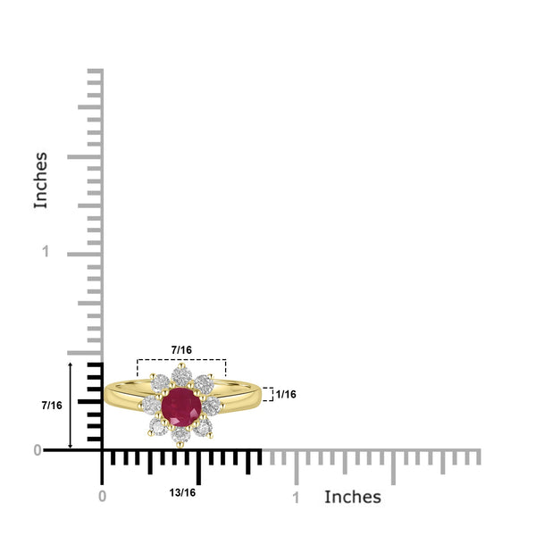 0.64ct Ruby Rings with 0.48tct Diamond set in 14K Yellow Gold