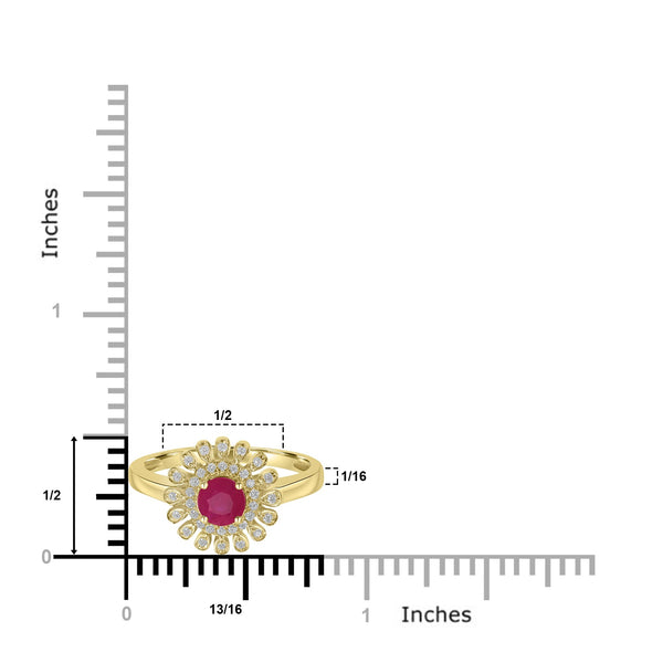 0.68ct Ruby Rings with 0.14tct Diamond set in 14K Yellow Gold