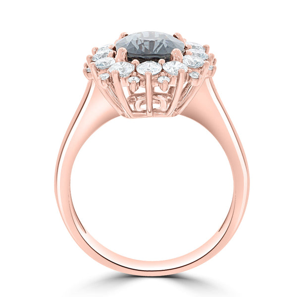 2.44ct Spinel Ring with 0.97tct Diamonds set in 14K Rose Gold