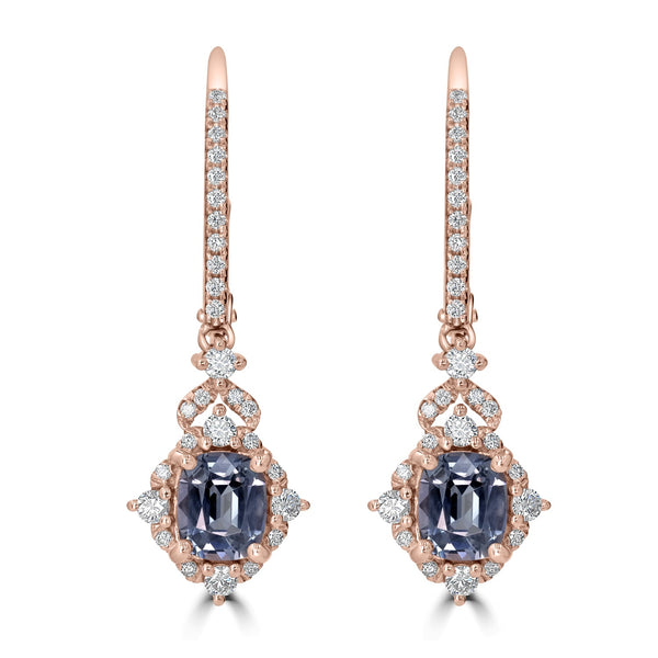 1.92tct Spinel Earring with 0.36tct Diamonds set in 14K Rose Gold