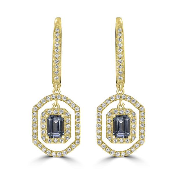 0.81tct Spinel Earring with 0.43tct Diamonds set in 14K Yellow Gold