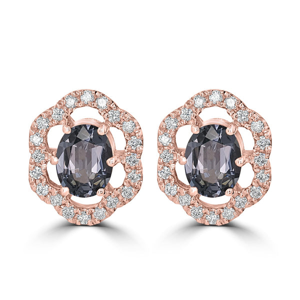 0.93tct Spinel Earring with 0.17tct Diamonds set in 14K Rose Gold