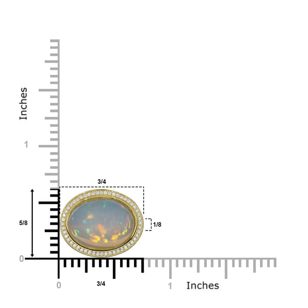 9.93ct Opal Ring with 0.21tct Diamonds set in 14K Yellow Gold