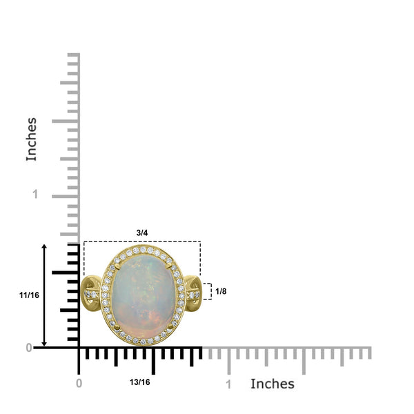 6.4ct Opal Ring with 0.21tct Diamonds set in 14K Yellow Gold