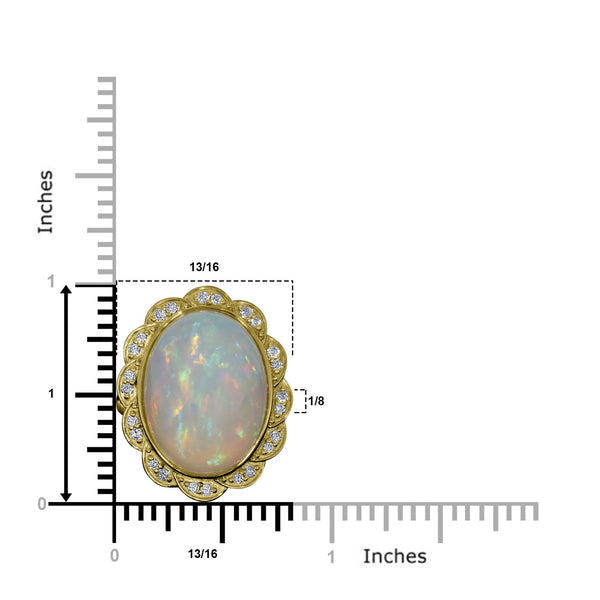 11.38ct Opal Ring with 0.27tct Diamonds set in 14K Yellow Gold