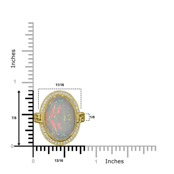 10.42ct Opal Ring with 0.19tct Diamonds set in 14K Yellow Gold