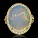 11.08ct Opal Ring with 0.3tct Diamonds set in 14K Yellow Gold