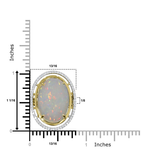 9.28ct Opal Ring with 0.32tct Diamonds set in 14K Two Tone Gold