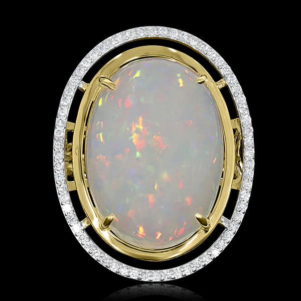 9.28ct Opal Ring with 0.32tct Diamonds set in 14K Two Tone Gold