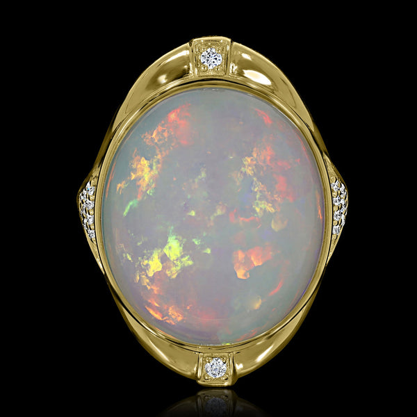 11.24ct Opal Ring with 0.13tct Diamonds set in 14K Yellow Gold