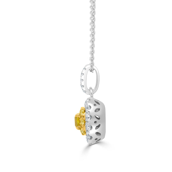 0.13ct Yellow Diamond Pendant with 0.41tct Diamonds set in 14K Two Tone Gold