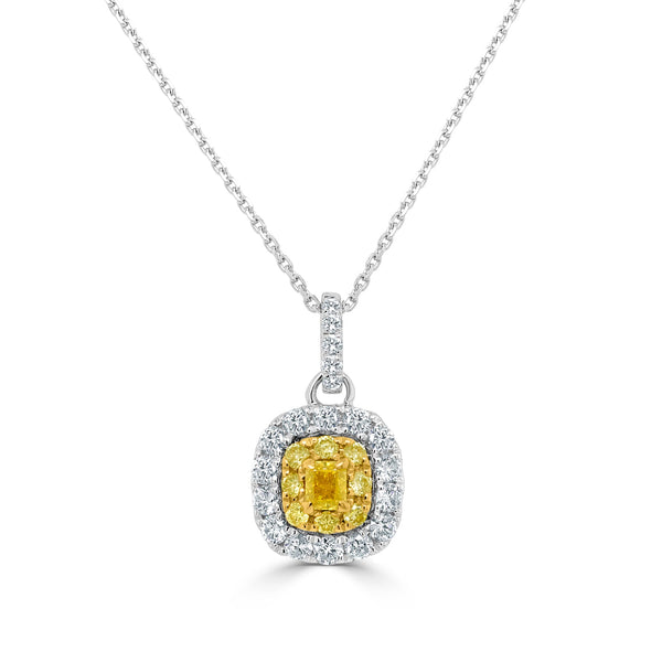 0.13ct Yellow Diamond Pendant with 0.41tct Diamonds set in 14K Two Tone Gold