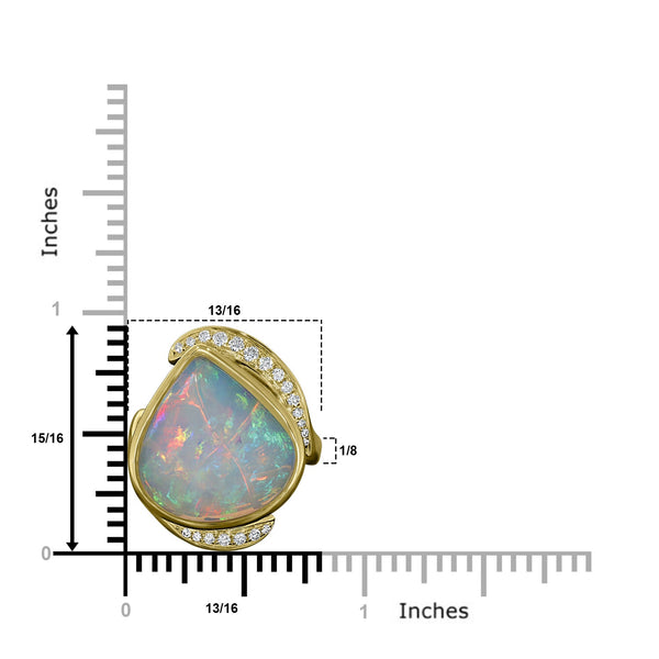 9.83ct Opal Ring with 0.27tct Diamonds set in 14K Yellow Gold