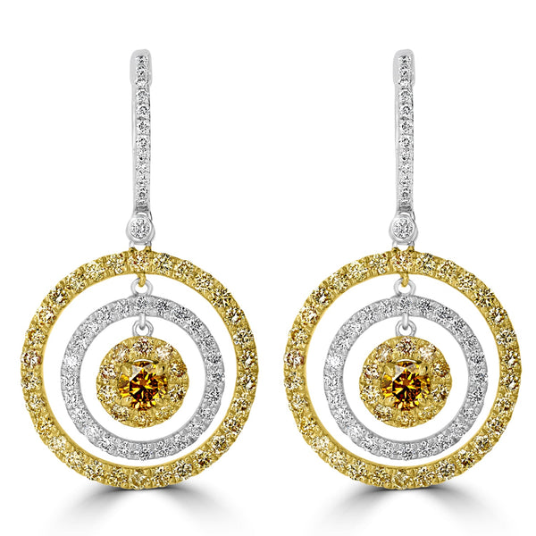 0.48tct Orange Diamond Earring with 2.49tct Diamonds set in 14K Two Tone Gold