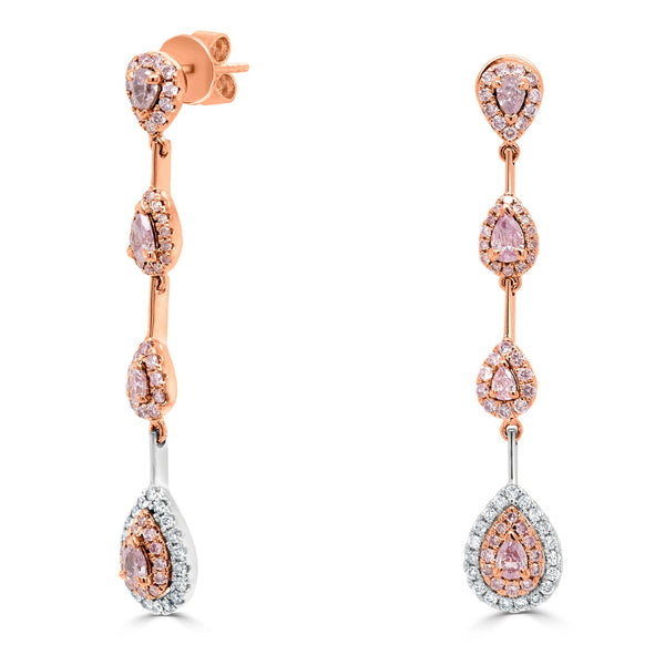 0.68tct Pink Diamond Earring with 0.82tct Diamonds set in 14K Two Tone Gold