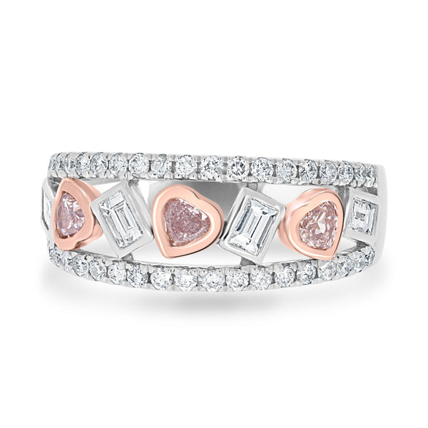 0.34tct Pink Diamond Ring with 0.66tct Diamonds set in 14K Two Tone Gold