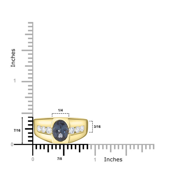 1.89ct Spinel Ring with 0.58tct Diamonds set in 14K Yellow Gold