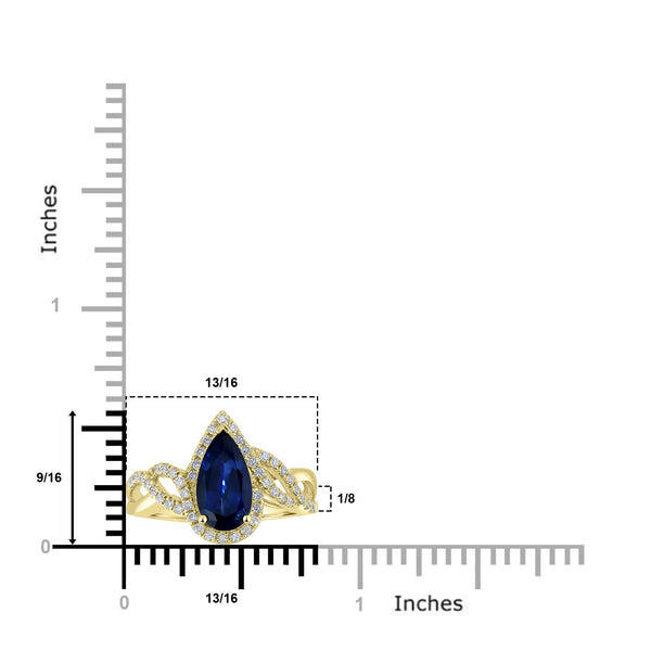 1.61ct Sapphire Rings with 0.31tct Diamond set in 14K Yellow Gold