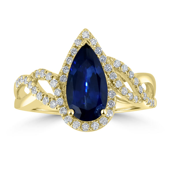 1.61ct Sapphire Rings with 0.31tct Diamond set in 14K Yellow Gold