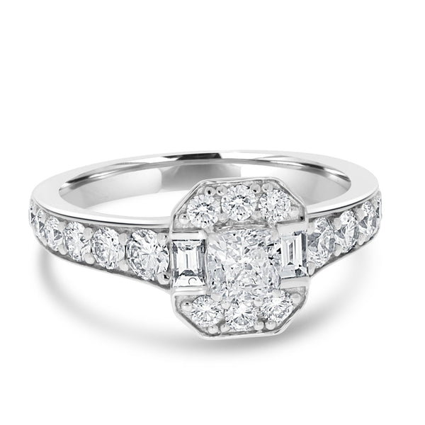 0.51ct Diamond Ring with 1tct Diamonds set in 18K White Gold