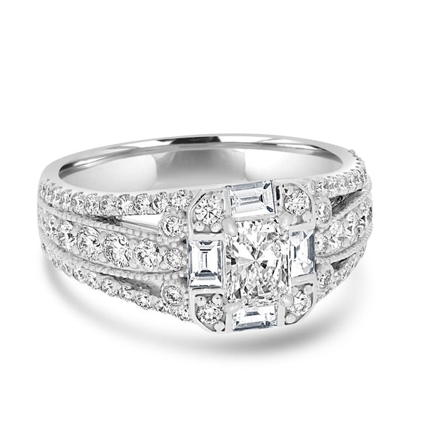 0.5ct Diamond Ring with 1.14tct Diamonds set in 18K White Gold