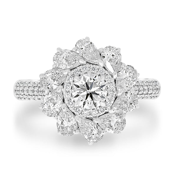 0.5ct Diamond Ring with 1.6tct Diamonds set in 18K White Gold