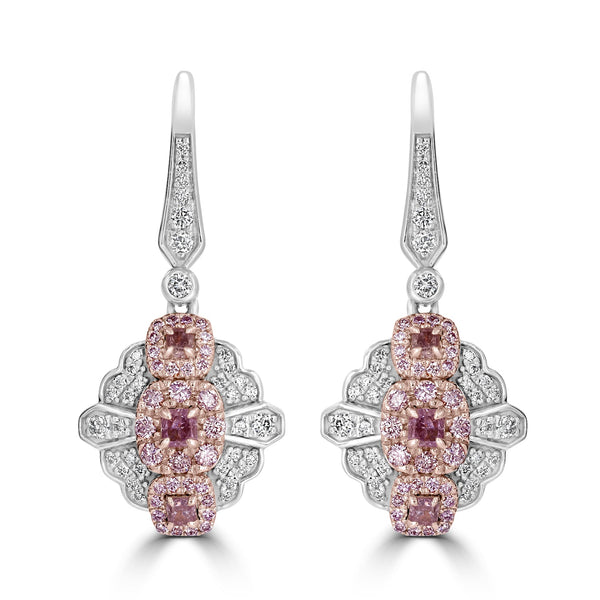 0.36tct Pink Diamond Earring with 0.75tct Diamonds set in 14K Two Tone Gold