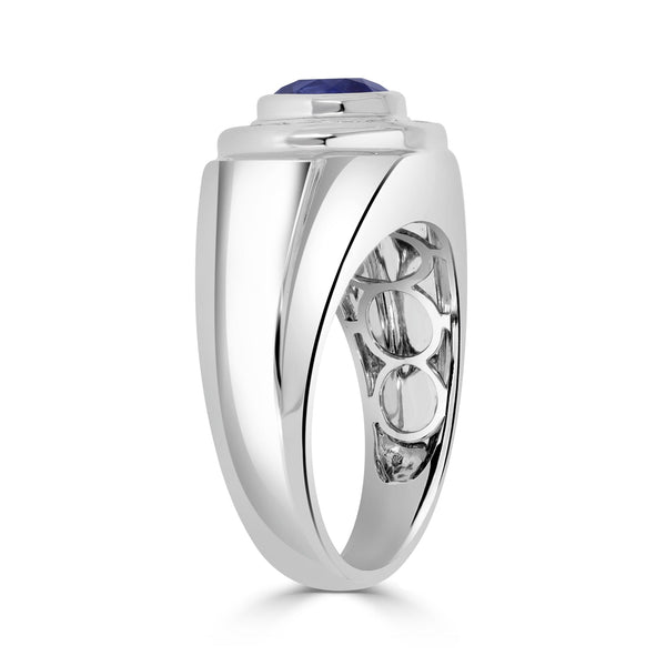 1.82ct Sapphire Men Ring with 0.46tct Diamonds set in 14K White Gold