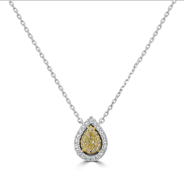 0.17ct Yellow Diamond Pendant with 0.3tct Diamonds set in 14K Two Tone Gold