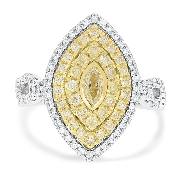 0.17ct Yellow Diamond Rings with 0.95tct Diamond set in 14K Two Tone Gold