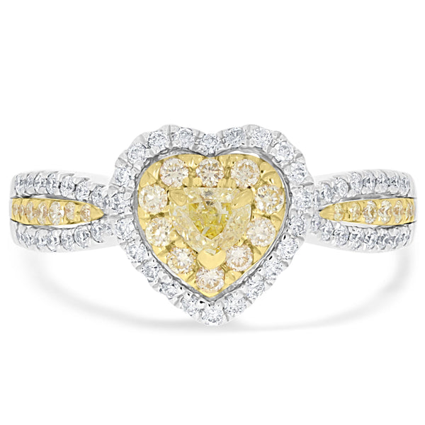 0.21ct Yellow Diamond Rings with 0.46tct Diamond set in 14K Two Tone Gold