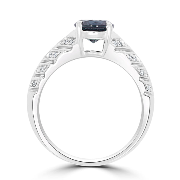 1.49ct Sapphire Ring with 0.09tct Diamonds set in 14K White Gold