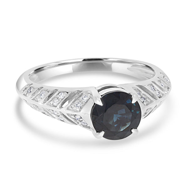 1.49ct Sapphire Ring with 0.09tct Diamonds set in 14K White Gold