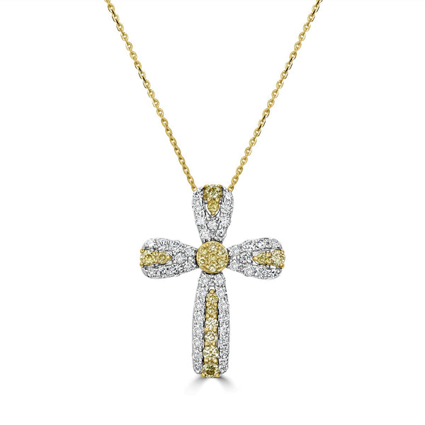 0.34tct Yellow Diamond Pendant with 0.5tct Diamonds set in 14K Two Tone Gold