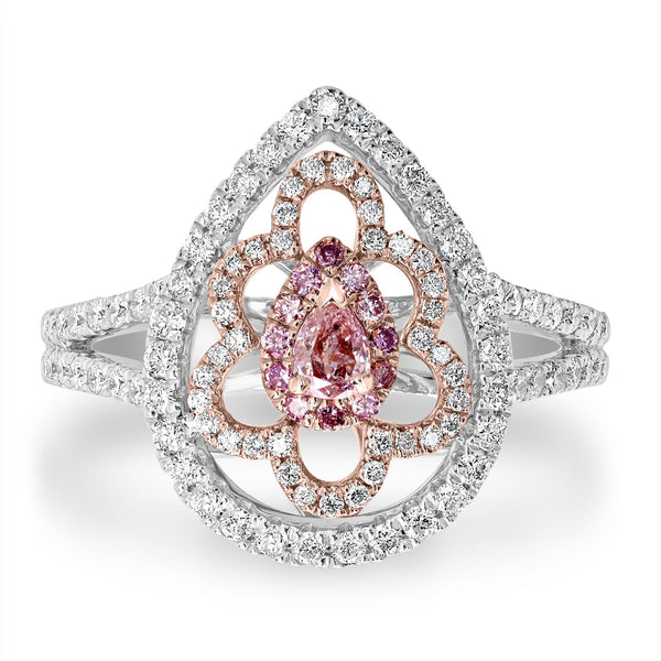 0.1ct Pink Diamond Ring with 0.61tct Diamonds set in 14K Two Tone Gold