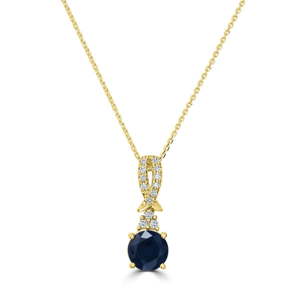 1.17ct Sapphire Pendant with 0.08tct Diamonds set in 14K Yellow Gold