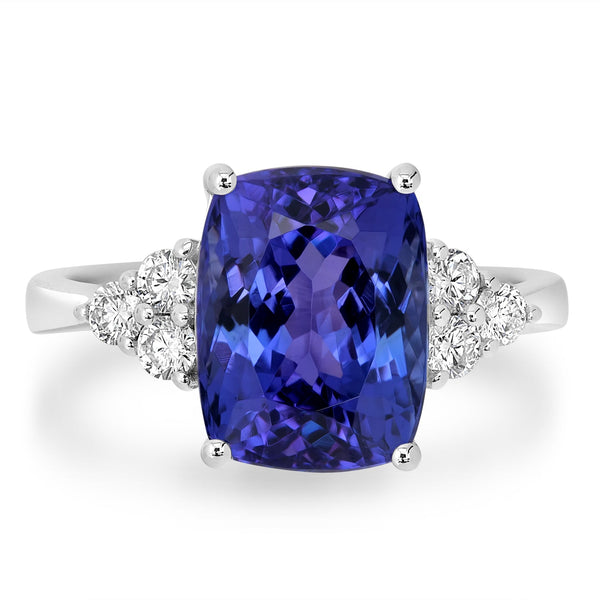 5.19ct  Tanzanite Rings with 0.29tct Diamond set in 18K White Gold