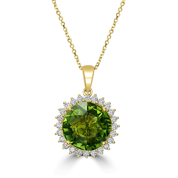 14.1ct Tourmaline Pendant with 0.67tct Diamonds set in 18K Yellow Gold