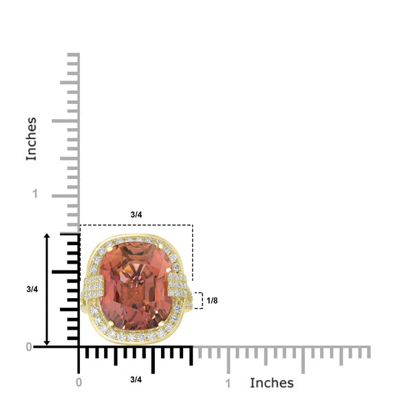 12.45ct Tourmaline Rings with 0.57tct Diamond set in 18K Yellow Gold
