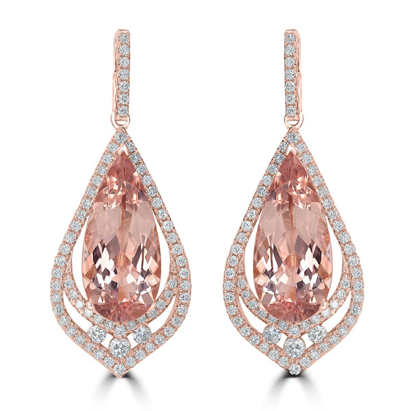 10.18tct Morganite Earring with 1.16tct Diamonds set in 18K Rose Gold