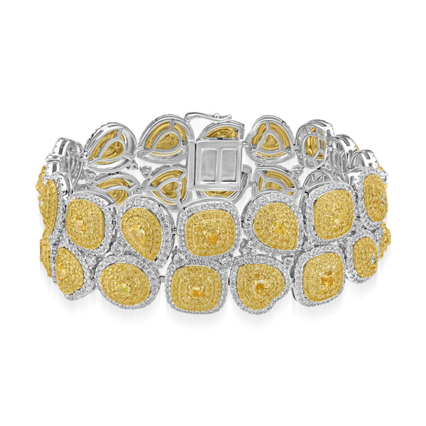 2.92ct Yellow Diamond Bracelets with 11.71tct Diamond set in 18K Two Tone Gold