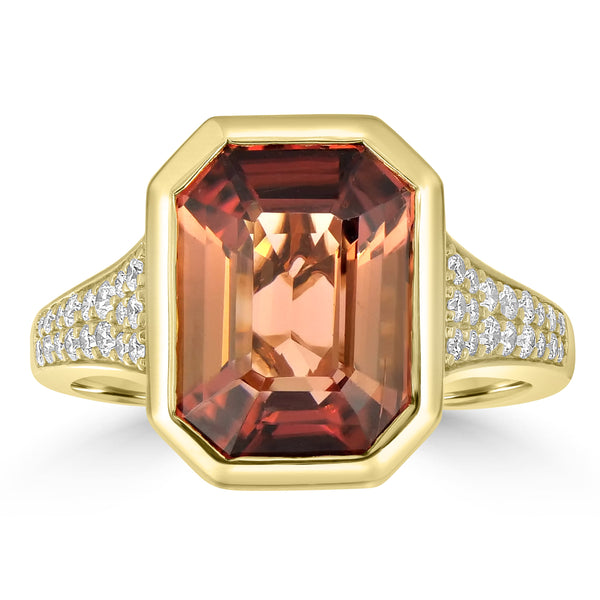 5.76ct Tourmaline Rings with 0.25tct Diamond set in 18K Yellow Gold