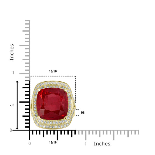 14.83ct Rhodonite Rings with 0.73tct Diamond set in 18K Yellow Gold