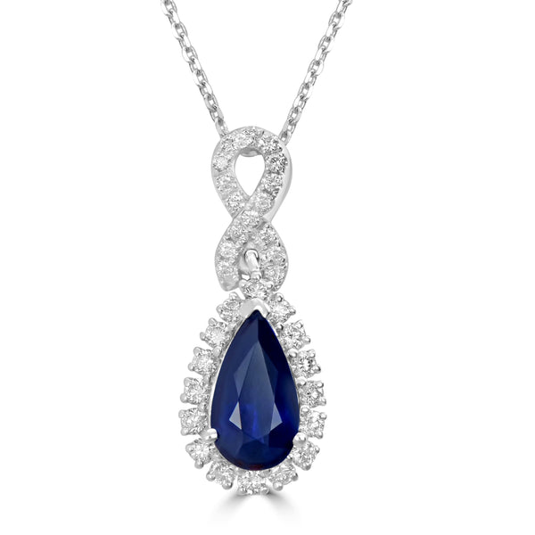 1.24ct Sapphire Pendants with 0.25tct Diamond set in 18K White Gold