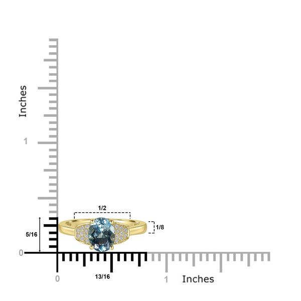 1.16ct Aquamarine Rings with 0.08tct Diamond set in 18K Yellow Gold