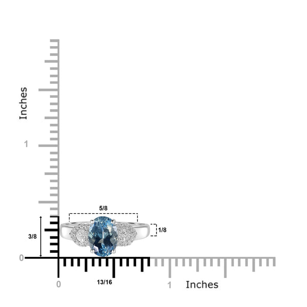 1.38ct Aquamarine Rings with 0.2tct Diamond set in 18K White Gold