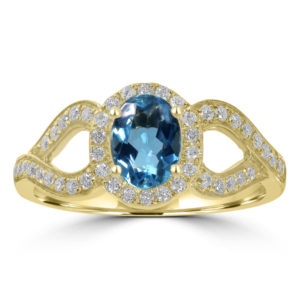 0.72ct Aquamarine Rings with 0.27tct Diamond set in 18K Yellow Gold